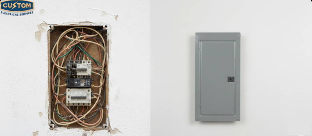 Open Breaker Box and Closed Breaker Box for wiring
