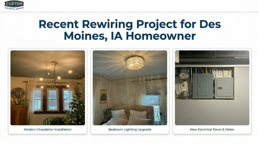 Rewiring Project Completed by Custom Electrical in Des Moines, IA