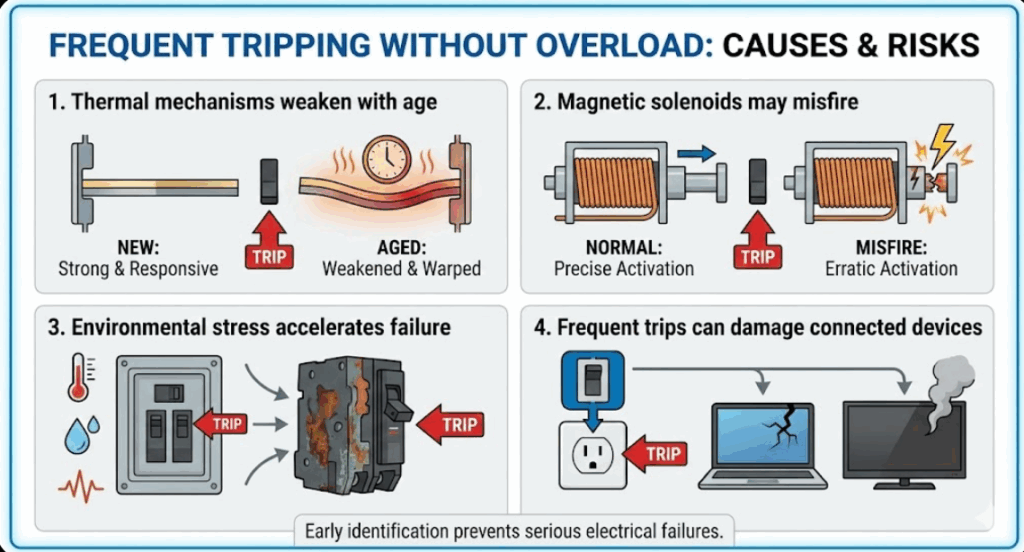 Frequent breaker tripping without overload causes